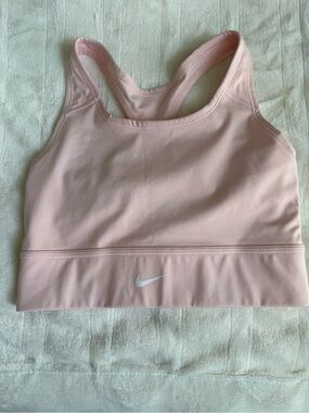 Nike Soft Pink Racerback Sports Bra with White Swoosh